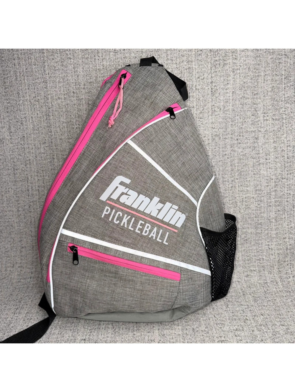 Franklin Pickleball Sling Backpack Paddle Bag Gray Pink Fence Hook Sports Gear